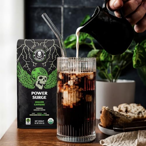 Image of Death Wish Coffee, Power Surge Ground Coffee, Naturally Higher Caffeinated Coffee, Certified Fair Trade and Organic (16 oz)