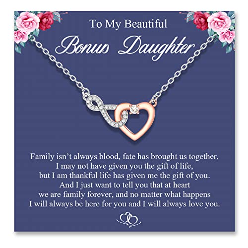 Lanqueen Bonus Daughter Gifts Bonues Daughter Necklace Stepdaughter gifts from Stepmom Stepdad Adoption Gifts for Bonus Daughter