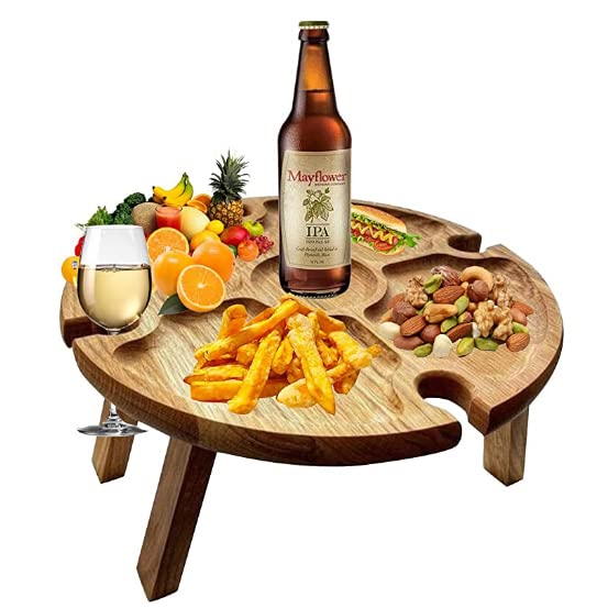 Tragbarer Picknicktisch, Im Freien Zusammenklappbarer Leichter Camping Campingtisch 12 Zoll Kleiner Holzwein-picknicktisch Für Party, Strand, Gartencamping, Grillen, Reisen