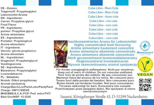 Arôme concentré Cuba Libre rhum cola Sasami 100 ml