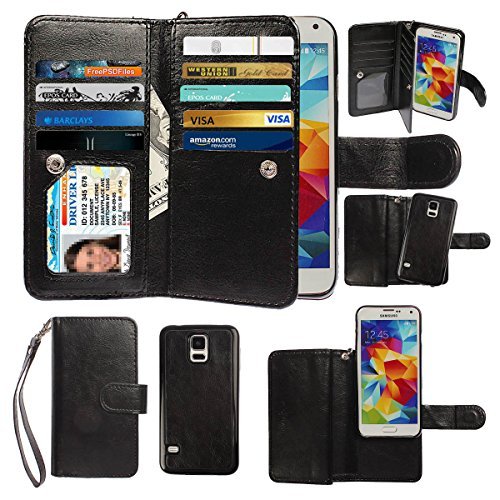 xhorizon Wallet Folio Case for Samsung Galaxy S5 i9600 - Black