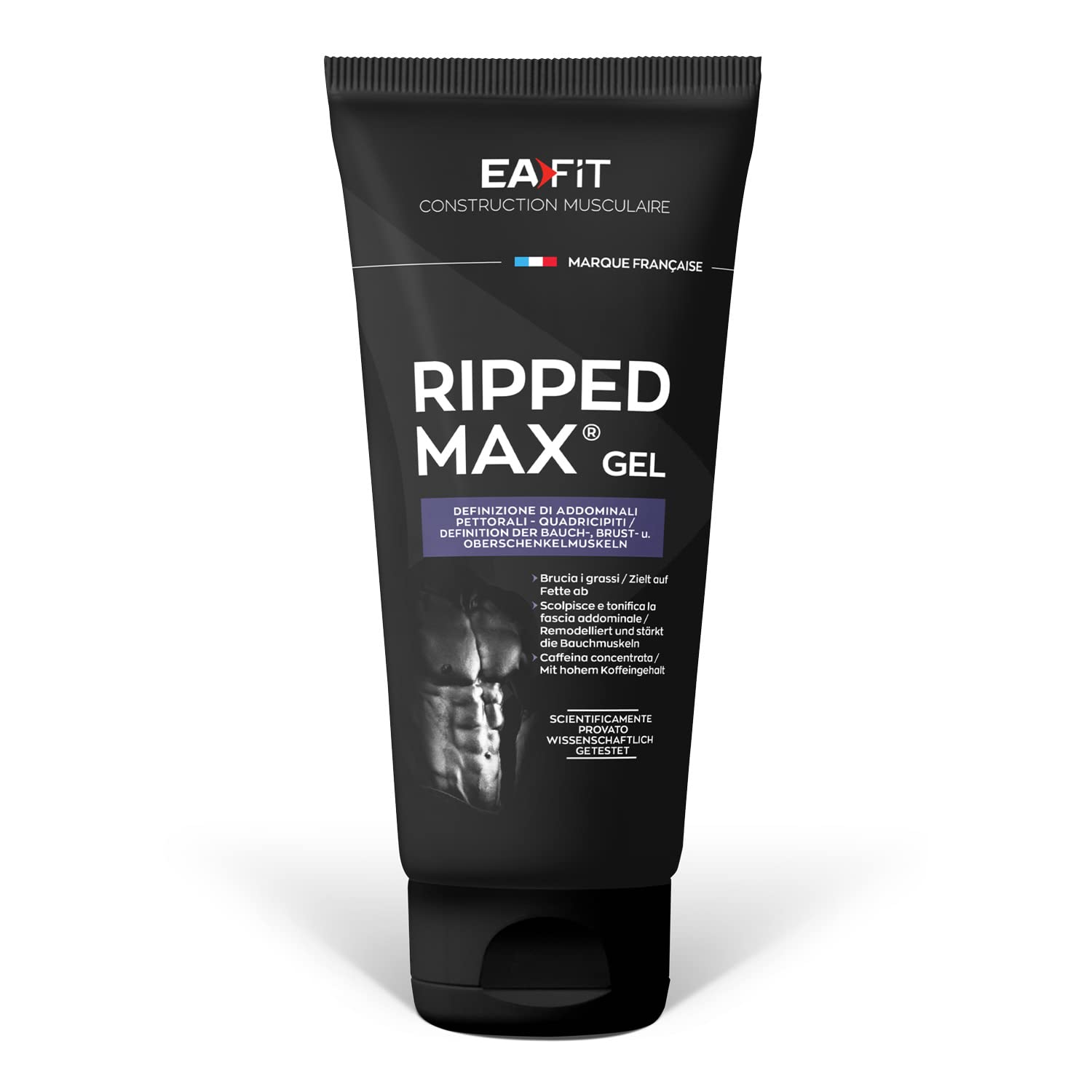 EAFIT Ripped Max Gel - 200ml - Defines abs, pectorals, & Quadriceps - Scientifically Tested - Sculpts & Tones - Burns Fat - Ice Cube Effect - Caffeine, Green Tea & Guarana - French Brand