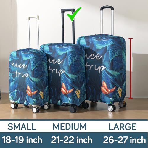 Image of HOKIPO 220gsm Durable and Washable Suitcase Covers for Trolley Suitcase, Medium (21-22inch) - Tropical Escape (AR-6344-D8)