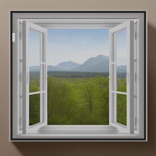 PestEnder® Mosquito Net for Windows | Polyester Insect Net with Fastener Tape | No Drilling, Easy Install, Reusable & Washable | Fly, Mosquito & Bug Protection (Black, 4 x 5 Ft)