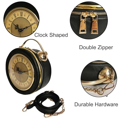 Image of Women PVC Clock Shaped Handbag Crossbody Shoulder Bag Clock Purse