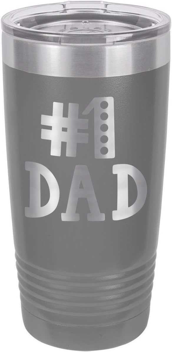 NUMBER 1 DAD NAVY 20 oz Drink Tumbler With Straw | Laser Engraved Travel Mug | Compare To Yeti Rambler | Gift Idea Dad For Father's Day & Birthday | OnlyGifts.com