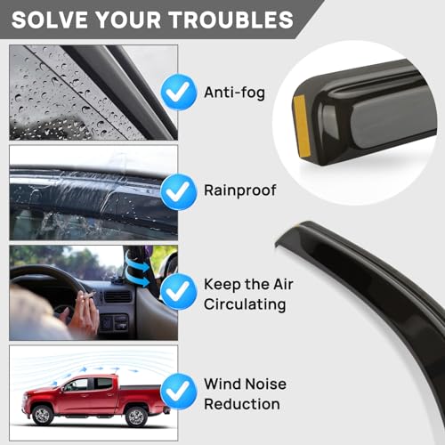 Déflecteurs de fenêtre Chevrolet Colorado GMC Canyon cabine double noir