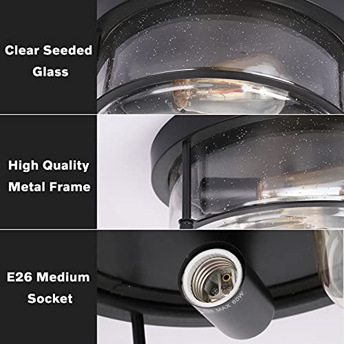 Flush Mount Ceiling Light Fixture, Seeded Glass Shade Farmhouse Light Fixture 2-Light Close To Ceiling Light For Dining Kitchen Bedroom Living Room Hallway Entryway, E26 Base #TOP3