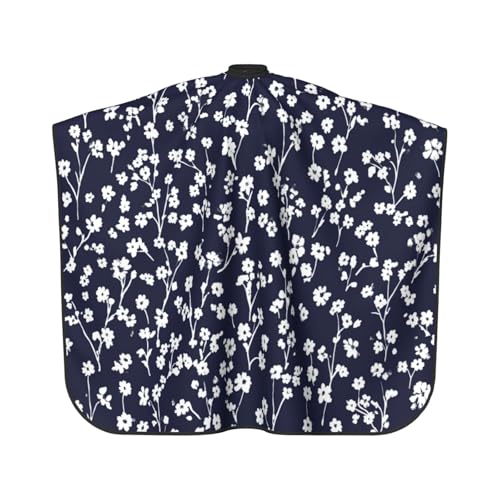 Delantal de peluquería azul marino ajustable con estampado floral 2