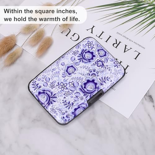 Image of Elfish Mini RFID Aluminum Wallet Credit Cards Holder Business Card Case Metal ID Case for Men Women (Camellia)