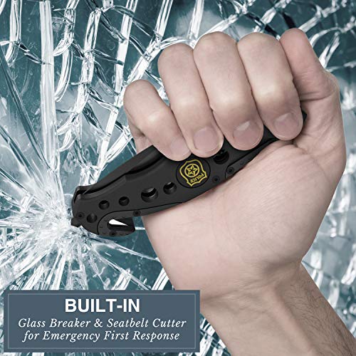 Swiss Safe 3-In-1 Tactical Knife For Military And First Responders - Tactical Black #TOP4
