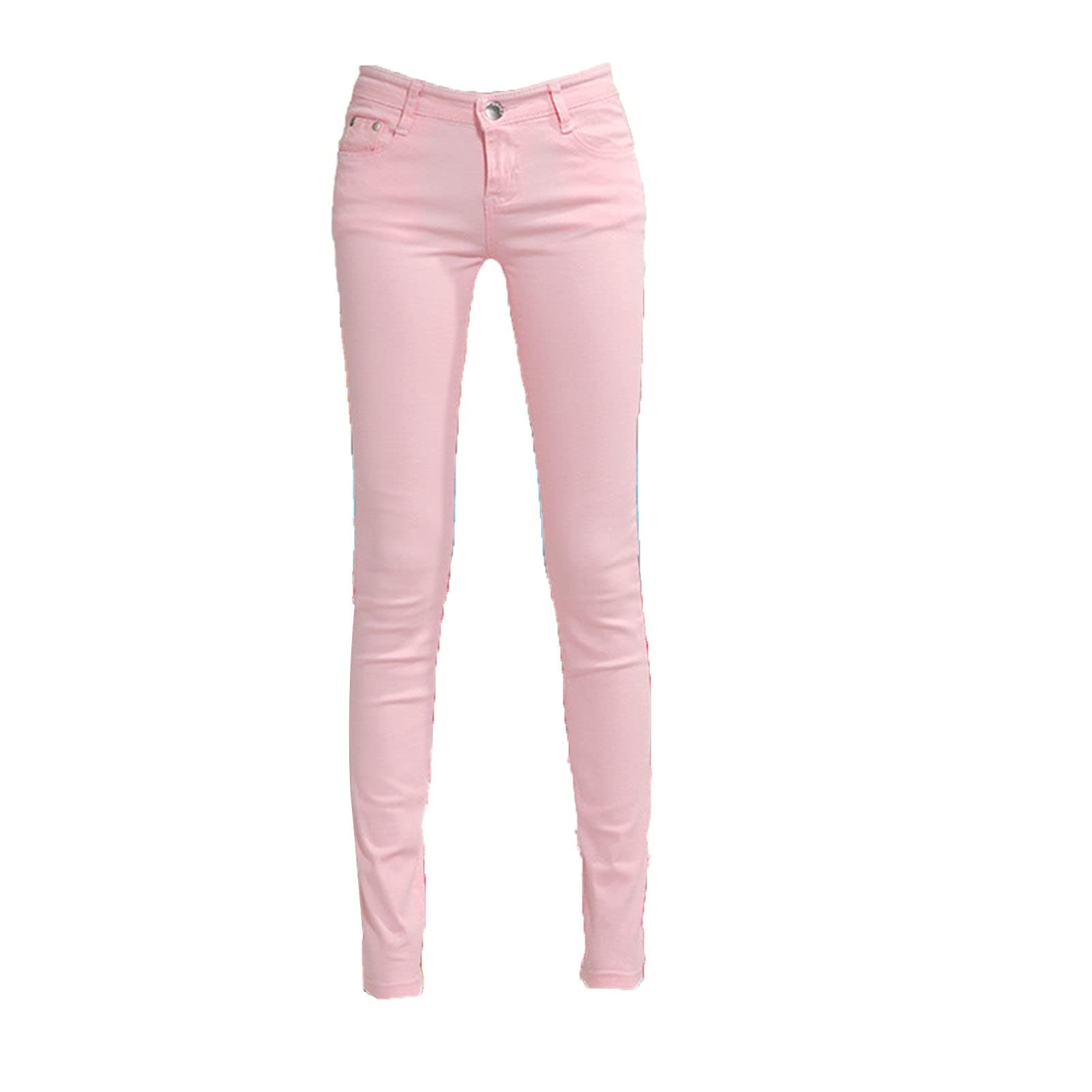 Mid Rise Skinny Jeans for Women Classic Stretch Slim Fit Denim Pants Casual Colored Slimming Tapered Jean (Pink,30)