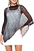 Shu-Shi Womens Sheer Poncho Shrug Lightweight Knit Black One Size Fits Most