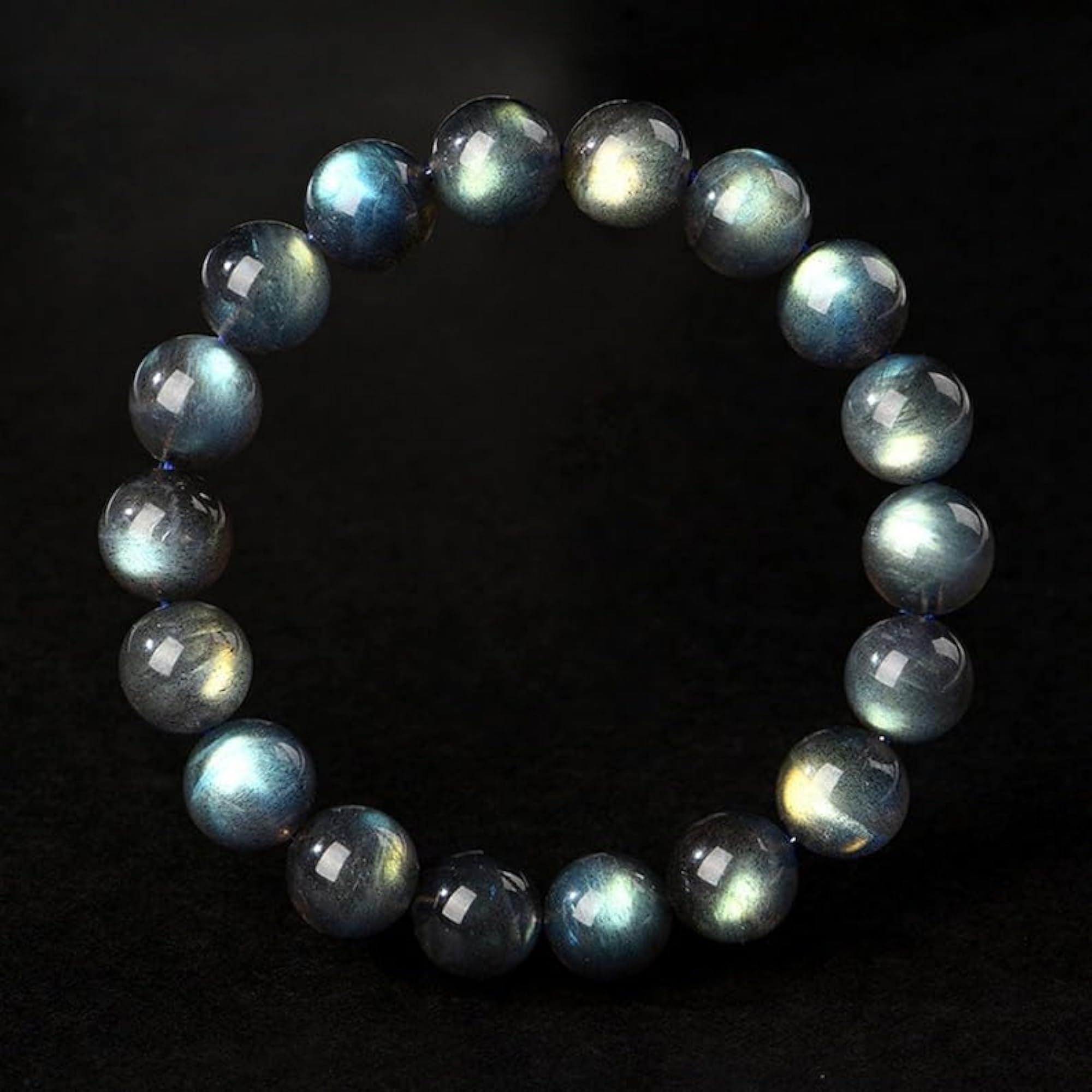 Natural Rainbow Moonstone 12mm Round Bead Stretchable Bracelet, Unisex