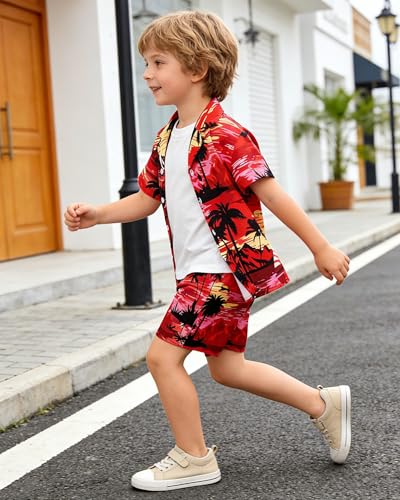 Image of SANGTREE 3 Piece Boy Outfits Short Sleeve Shirt and Shorts Set Beach Vacation Summer Clothes, 3 Months - 9 Years