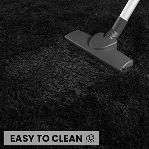 Vocrite Large Fluffy Rug For Bedroom, 6X9 Black Shag Shaggy Area Rug, Anti-Skid Fuzzy Faux Fur Rug For Living Room Playroom Nursery Classroom Kids Room, Soft Carpet For Home Room Decor #TOP5