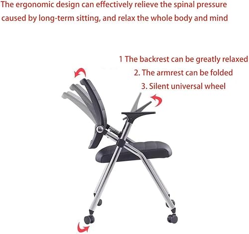 Miniatura 7 de Sillas de oficina ejecutivas con ruedas y reposabrazos ergonómicas de cuero con respaldo medio, plegables, sillas de recepción para conferencias,