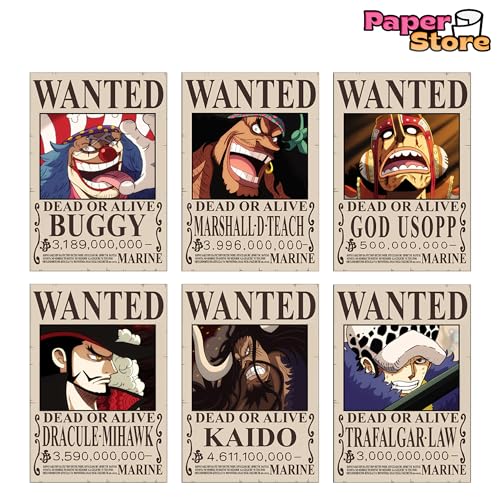 Thepaper9store One Piece Wanted posters|Set of 21 one piece Bounty posters for wall|Self Adhesive|8.3×12 Inches|Anime Posters For Room|(Post Wano Bounties) (Post-Timeskip)