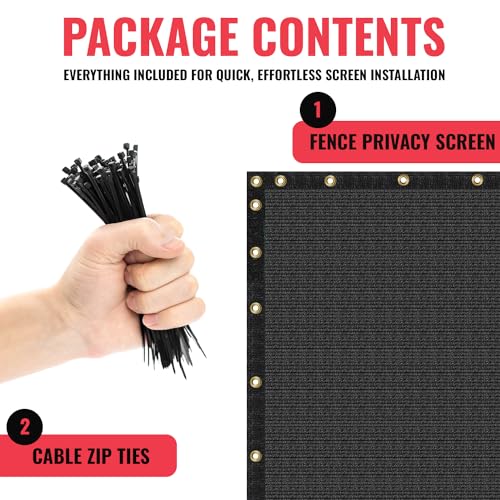 SEALTECH Ultra Heavy Duty 200 GSM Privacy Fence Screen – Non-Recycled Polyethylene Mesh Shade Net with Bindings & Rustproof Grommets - 90% + Blockage Includes Cable Zip Ties. (Black 4'X15') by SEALTECH - Image 5