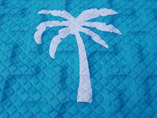 Ho Stevie! Premium Surfboard Traction Pad [Choose Color] 3 Piece, Full Size, Maximum Grip, 3M Adhesive, For Surfing Or Skimboarding (Aqua With White Palm Trees) #TOP3