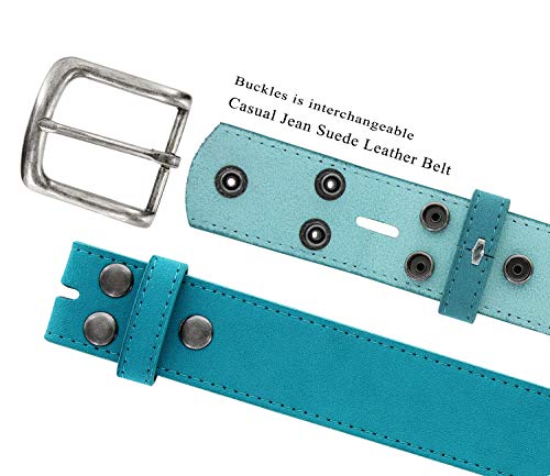 Image of Men's Belt Rounded Edge Heel Bar Buckle Casual Jean Suede Leather Belt 1 1 /2 inch Wide
