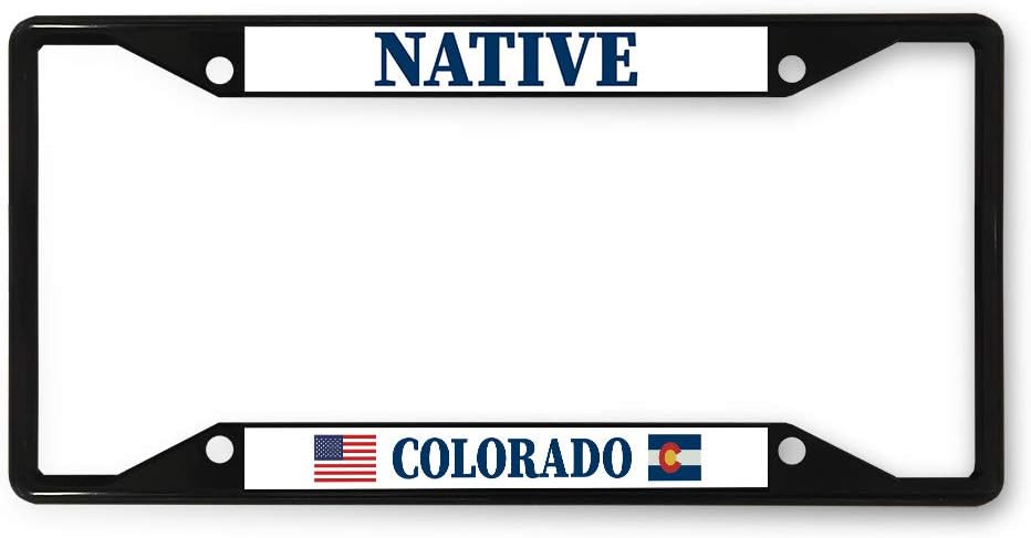 Sign Destination Metal License Plate Frame Native Colorado Car Auto Tag Holder Black 4 Holes Set of 2