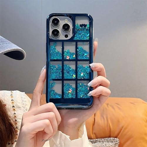 Coque iPhone 15 Plus bleu antichoc en silicone souple pailleté