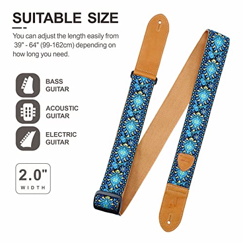 Nefelibata Sangle de guitare, double extrémités en cuir, tissé vintage avec 4 médiators + verrous de sangle + bouton de sangle - Les Beatles, Paul McCartney, John Lennon, RIngo Starr, George Harrison Nefelibata Sangle de guitare, double extrémités en cuir, tissé vintage avec 4 médiators + verrous de sangle + bouton de sangle – Image 8