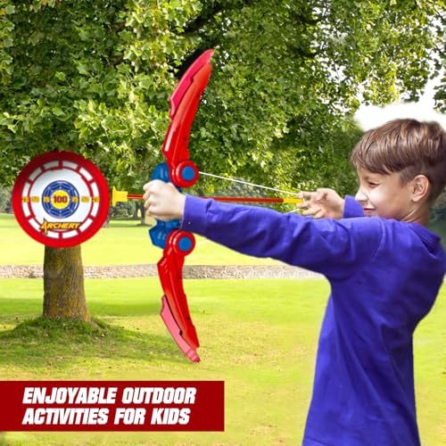 Kids Bow and Arrow Set, LED Light Up Archery Toy Set with 2 Bow 12 Suction Cup Arrows 1 Target, Indoor and Outdoor Hunting Play Gift Toys for Boys & Girls Ages 3-12, Red & Blue - Image 8