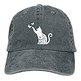 Wisedeal Women's Floral Cat Hat for Cat Lovers, Vintage Distressed Washed Adjustable Baseball Cap for Men and Women Deep Heather