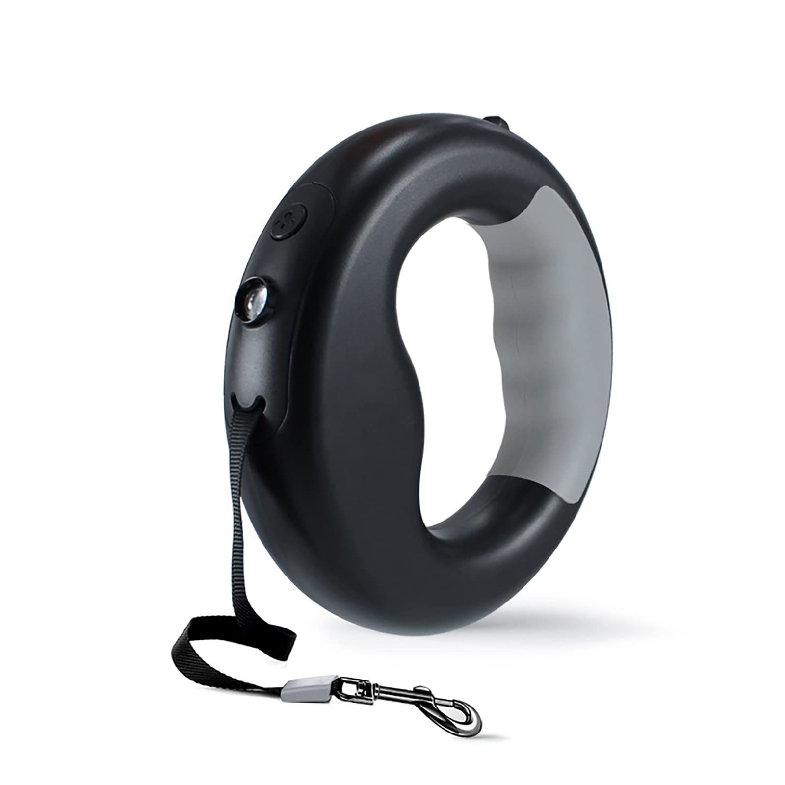 Correa para perros retráctil, correa para perros extensible de 3 m con linterna LED, freno y bloqueo de un botón, correa para perros extensible, negro, 3 m/9,8 pies
