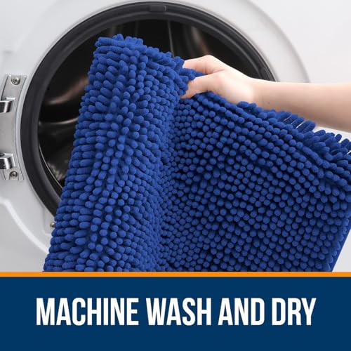 Image of OLANLY Bathroom Rugs Sets 2 Piece, Soft Absorbent Chenille Bath Mats Area Rug Set, Non-Slip, Quick Dry, Machine Washable Bath Mats for Bathroom, Home Decor Accessories (59 inchx20 inch+30 inchx20 inch, Royal Blue)