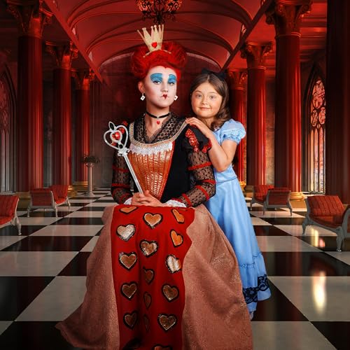 Horolam 5PCS Königin Kostüm Zubehör, Rotes Herz Königin Kostüm Set mit Krone Stab Herz Halskette Ohrringe für Frauen Mädchen für Cosplay Dress up Party (Rot)