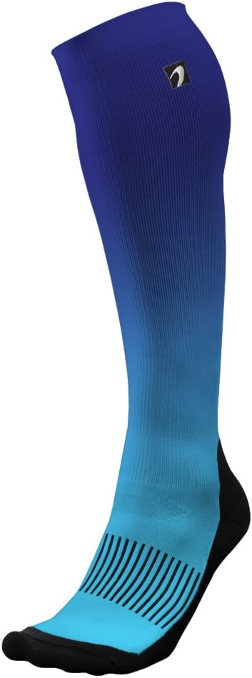 Designer Compression Socks Graduated for Performance and Recovery by Acel (Ombre Blue, L)