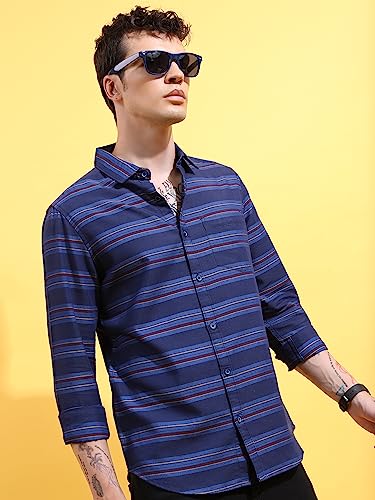 Image of KETCH Men Slim Fit Striped Full Sleeve Shirt