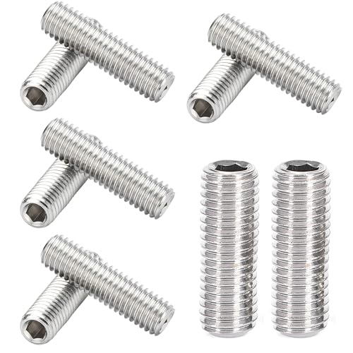 10 Tornillos, M5x20mm, Herramientas Ferretería Pernos Punta Cónica Tornillos Sin Cabeza, Acero Inoxidable Hexagonal Tornillos de Fijación Rosca Métrica Llave Allen Clavos Prisioneros Tornillo