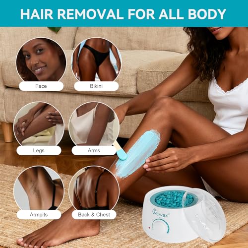 Image of Waxing Kit for Women &Men - Wewax Wax Warmer for Hair Removal, Hard Wax Kit with 50g 6 Bags Hard Wax Beans for Full Body, Brazilian, Legs, Arms at Home