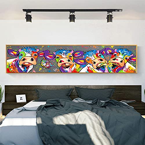 Abstracte Dier Canvas Schilderijen Koe Vlinder Poster en Moderne Kleurrijke Print Muur Art Foto Woonkamer Woondecoratie… - Afbeelding 3
