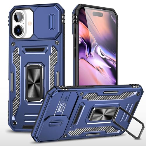 Image of Luxe Back Cover for Compatibe for Apple iPhone 16 | D10 Tough Armor Case | Sliding Camera Shield | 360 Protection | Kickstand Ring Holder | Military-Grade Bumper Case