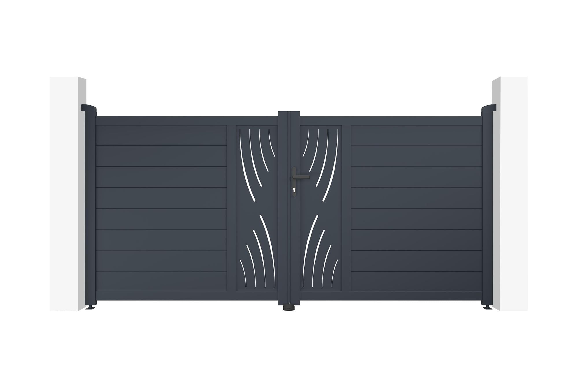 Casanoov Portail battant 3m VELETA H.140cm aluminium gris