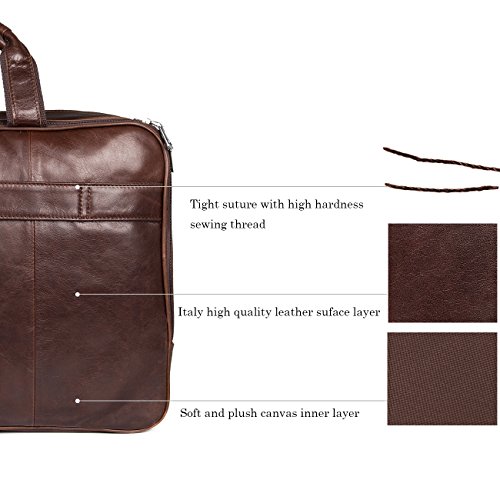 Augus Business Travel Briefcase Genuine Leather Duffel Bags for Men Laptop Bag fits 15.6 inches Laptop - Image 7