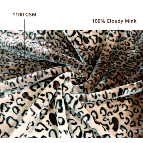 Image of Petals Dreams Blanket Single Bed for Heavy Winter,1100 GSM, 2 Ply, Cloudy Mink Blanket (170x230 cm) (Leopard 02)