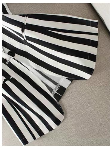 GORGLITTER Women's 3/4 Sleeve Blazer Jacket Bussiness Casual Striped Suit Jacket Work Lightweight Blazers4