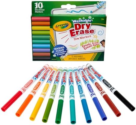 Crayola Washable Slim Dry Erase Markers, 10 Count