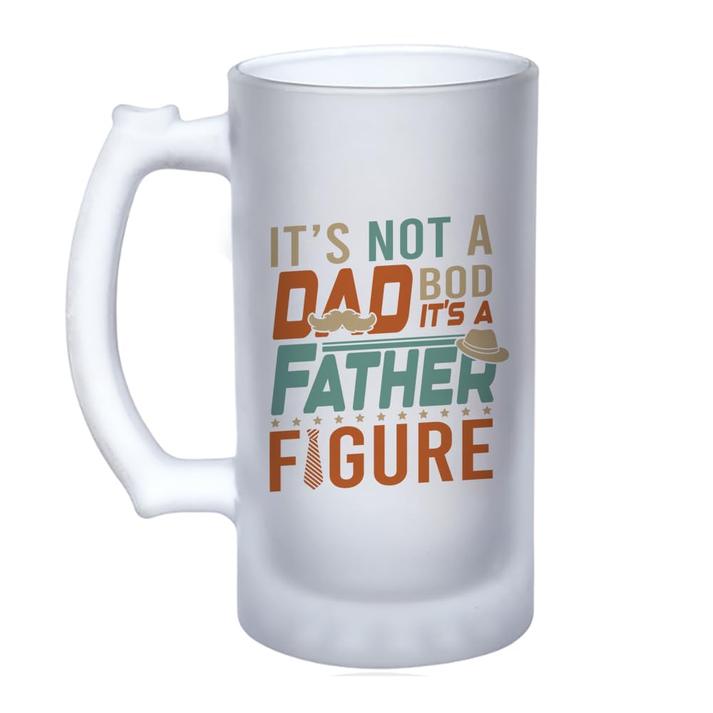 Getagift Father's Day Gifts, It's Not a Dad BOD It is a Father Figure, 16oz Frosted, Tankard, Stein, Pint Beer Glass/Mug.