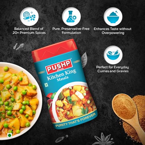 Image of Pushp Brand Kitchen King Masala 500Gm Jar (Pack of 2) | Indian Spice Mix | All Purpose Spice Blend for Everyday Cooking | Kitchen King Masala Powder | Masala for Paneer, Mixed Vegetables, Sabzi, Curry