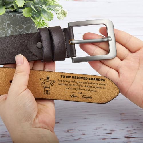 Gift for Sporty Grandpa – Leather Belt for American Football Fan xos6Vu3