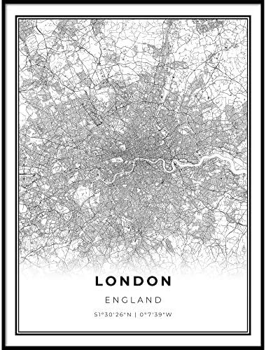Skanndi London Area Map Print, England United Kingdom UK Map Art Poster, Modern Wall Art, Street Map Artwork 9x11