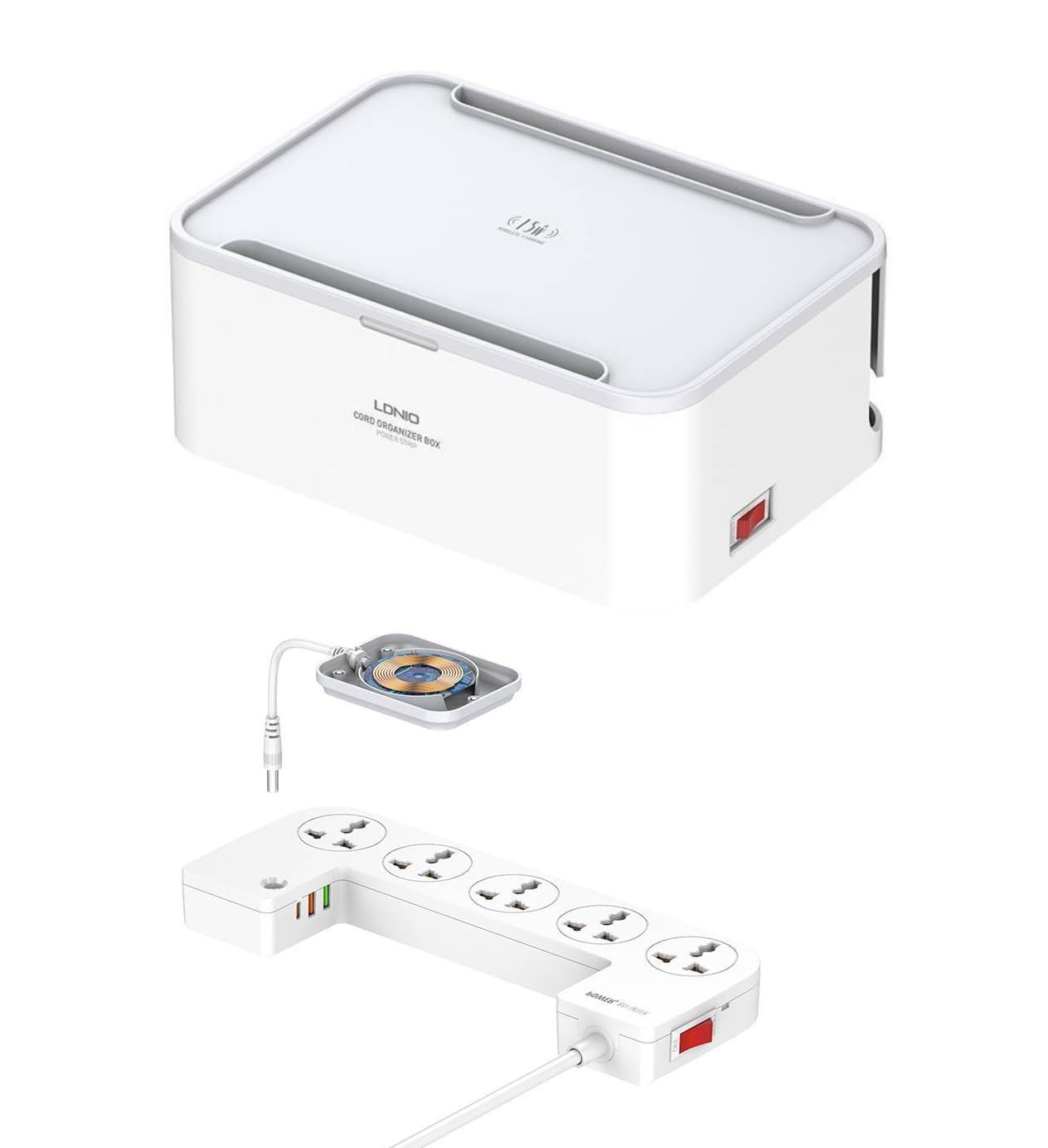 T Teclusive 2500W Power Strip Extension Box with 30W Type C USB Ports / 15W Wireless Charging | 5 Power Sockets with PD QC Fast Charging Ports | Multi Port Power Socket Extension Cord Organizer Box (B0CMXJ6129) Amazon Price History, Amazon Price Tracker