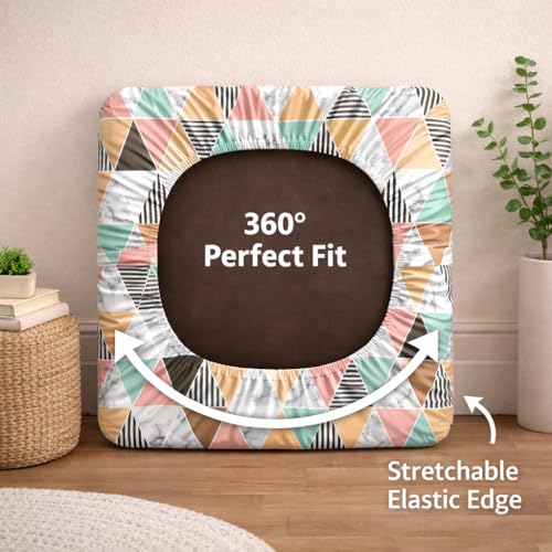 Image of STITCHNEST 'Contour Fit Series' Stretchable Printed Wooden Sofa Cover (Pack of 4) - Elastic Wooden Chair Cover | Wooden Sofa Seat Cover | Size - 20-21 x 20-21 x 3-5 in